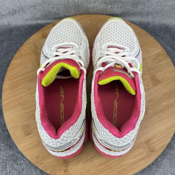 Asics GT-2000 Running Shoes Womens Size 6 White Pink Neon Yellow Stability - Picture 6 of 11